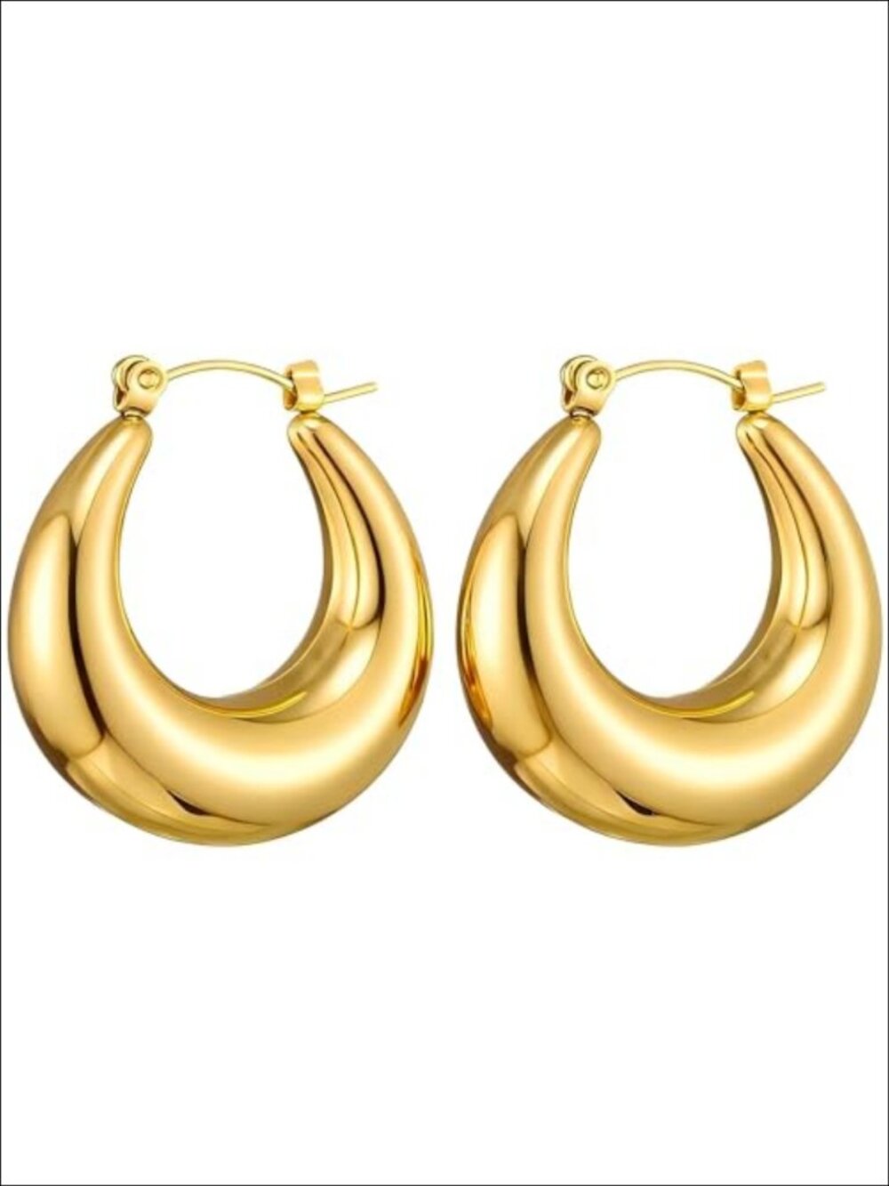 18K Gold Plated Chunky Hoop Earrings S925 Silver Posts Hypoallergenic